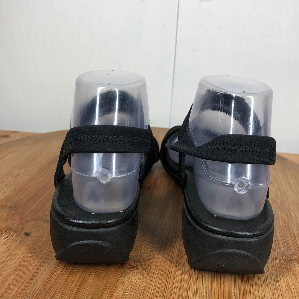 Mephisto womens size 38 shoes Black Ankle Strap Wedge Open Toe Walking sandals